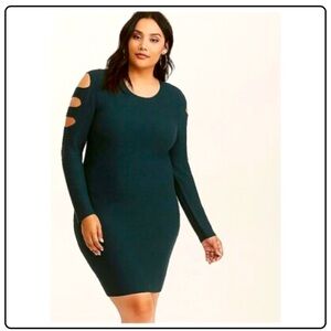 Torrid Emerald Green Cut Out Sweater Dress size 1